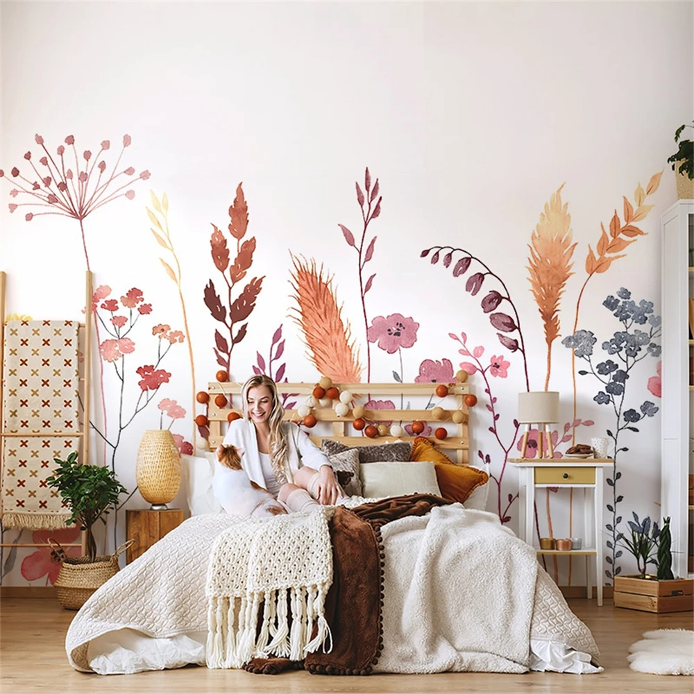 Personalizado-Americana de flores e grama papel de parede para sala de estar simples revestimento de parede PLANO de fundo da arte mural 3d papel de parede para quarto Imagem 3