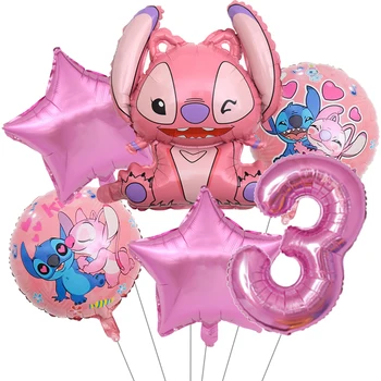 6pcs Disney cor-de-Rosa Lilo & Stitch Festa do Balão Ponto 32