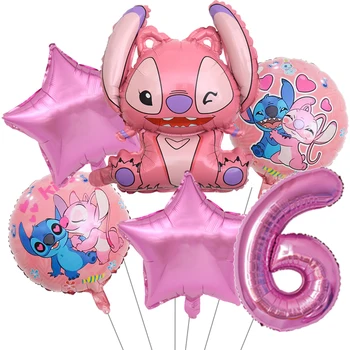 6pcs Disney cor-de-Rosa Lilo & Stitch Festa do Balão Ponto 32