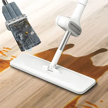 A Mão Livre De Lavar Chão Mops Mop Plano Para Preguiçosos Almofada De Microfibra Para Limpeza De Cozinha, Casa De Mops 360 Giro Mop Magic Ferramentas De Limpeza