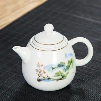 De alta qualidade a branca da porcelana do bule de chá Requintado Esmalte de Cor Bule de chá Com Coador de Chá feito a mão cerâmica Teaware conjunto de Chá