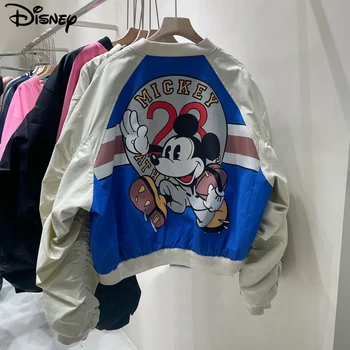 Disney 2022 Nova Chegada De Moda Outono De Algodão Solto E Casual Dos Desenhos Animados Do Mickey Mouse Imprimir Jaqueta De Roupas De Marca Zíper Coats