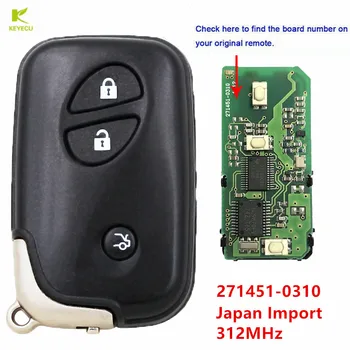 KEYECU Substituição 3 Botão de chave Inteligente Sem 271451-0310 FOB para o Lexus LS460 GS430/450/460 IS350 2006-2012 Japão Importação de 312MHz 1