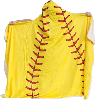 Macio Softball com Capuz Cobertor para Crianças Wearable Cobertor Capuz de Pelúcia Quente Cobertor Fofo Mantas para Sofá-Cama de Viagem Cobertores