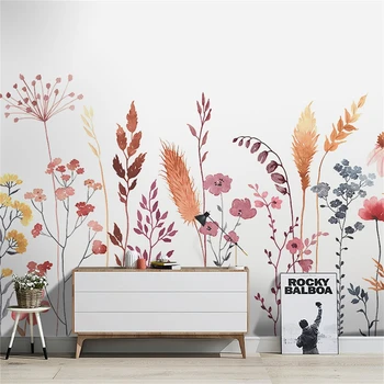 Personalizado-Americana de flores e grama papel de parede para sala de estar simples revestimento de parede PLANO de fundo da arte mural 3d papel de parede para quarto