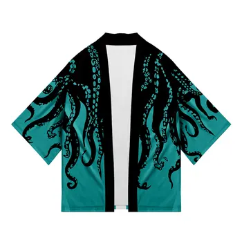 Plus Tamanho Do Polvo Impressão 2022 Verão Chic Solta Japonês Streetwear Cardigan Mulheres Homens Harajuku Quimono Cosplay Superior Camisas De Yukata 2