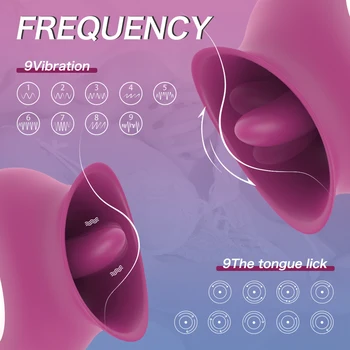Rosa do Clitóris, Lambendo a Língua Vibrador 2 em 1 Mamilos Estimulador 9 Modos para um Rápido Orgasmo Recarregável, Impermeável Vagina Oral 2