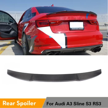 Traseira do Tronco Aileron da Asa Para Audi A3 S3 Sline RS3 Sedan 2013 - 2019 Tronco de Carro de Inicialização Lip Spoiler Real de Fibra de Carbono / FRP 1